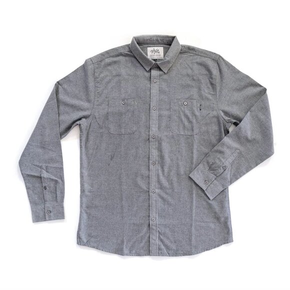 Tankfarm & Co Cement Gray Standard Fit Long Sleeve Button Up Shirt Men’s M NWT - Picture 1 of 8